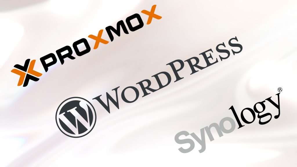 The logos of Proxmox, Wordpress and Synology